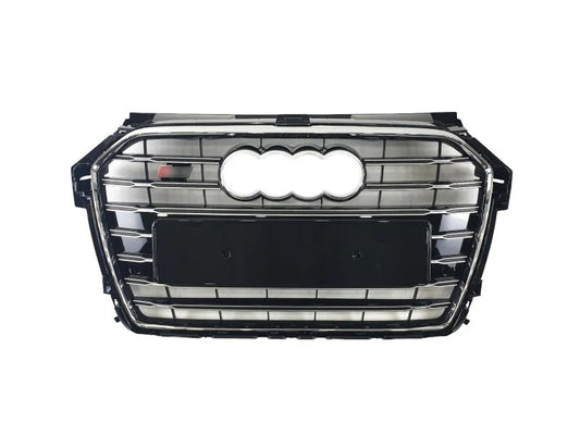 S-style front grille (2014-2018, black with chrome) for Audi A1 2010-2018 - image 2