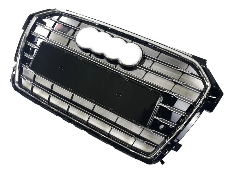 S-style front grille (2014-2018, black with chrome) for Audi A1 2010-2018 - image 3
