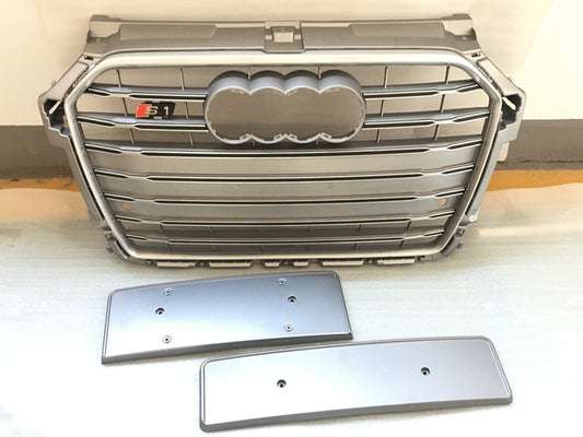 Front Grille S-Style (2014-2018, gray with chrome) for Audi A1 2010-2018 - image 1
