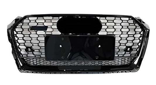 RS-style front grille with Quattro lettering (2016-2019, black) for Audi A5 2016-2025 - image 1