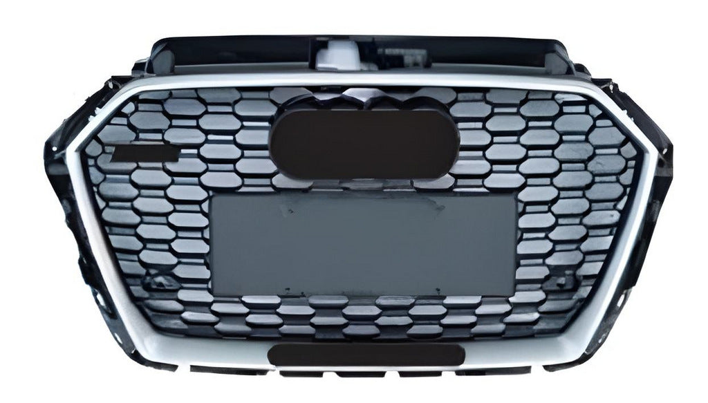 RS-style front grille (2016-2020, black-gray with chrome) for Audi A3 2012-2020 - image 1