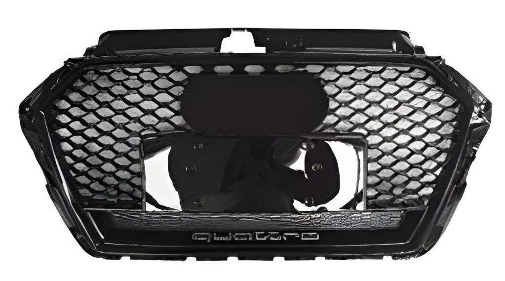 RS-style front grille with Quarrto lettering (2016-2020, black) for Audi A3 2012-2020 - image 1