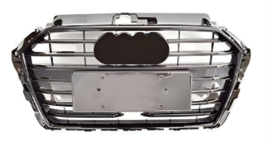S-style front grille (2016-2020, gray with chrome) for Audi A3 2012-2020 - image 1
