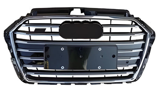 S-style front grille (2016-2020, black with chrome) for Audi A3 2012-2020 - image 1