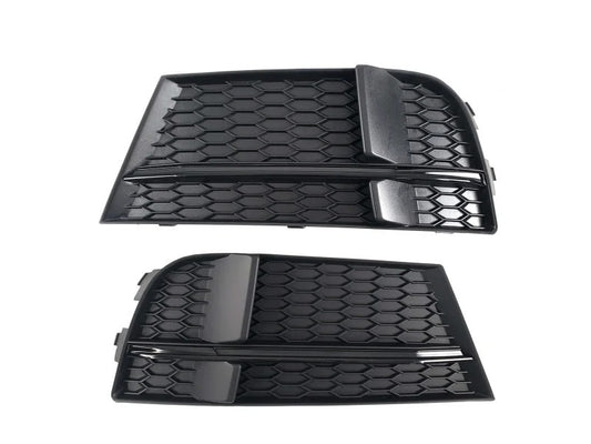 Fog Light Grilles S-Style V-1 (2016-2020, 2 pcs, Black) for Audi A3 2012-2020 - image 1