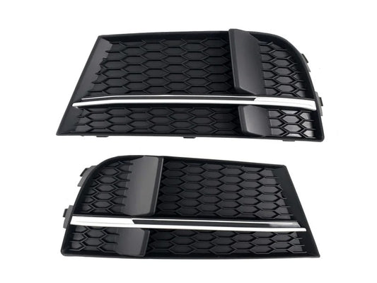 Fog Light Grilles S-Style V-2 (2016-2020, 2 pcs, Black) for Audi A3 2012-2020 - image 1