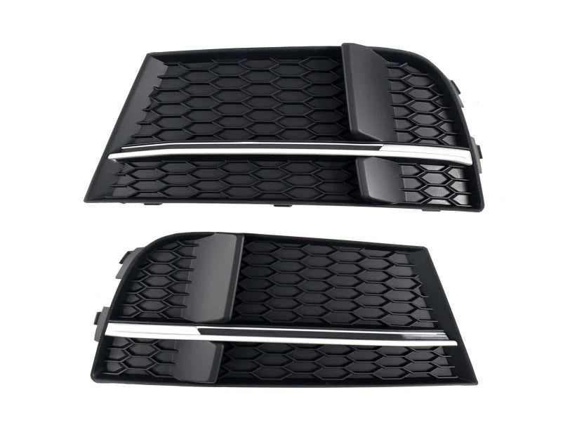 Fog Light Grilles S-Style V-2 (2016-2020, 2 pcs, Black) for Audi A3 2012-2020 - image 1