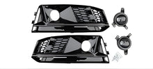 Fog light grilles with fog lamp RS-Style (2016-2019, 2 pcs, Black) for Audi A4 B9 2015-2024 - image 1