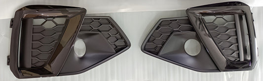 S-Style fog light grilles (Sport, 2020-2022, 2 pcs, Black) for Audi A4 B9 2015-2024 - image 1