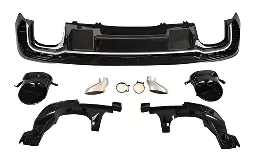 Rear diffuser with RS-Style V-1 nozzles (2020-2022) for Audi A4 B9 2015-2024 - image 1