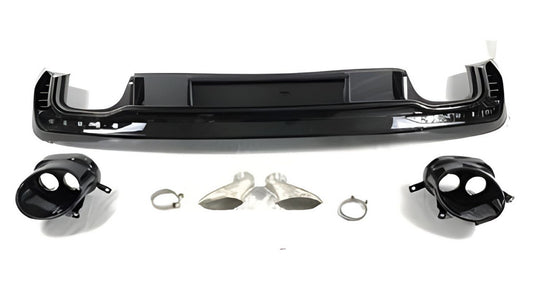 Rear diffuser with RS-Style V-2 nozzles (2020-2022) for Audi A4 B9 2015-2024 - image 1