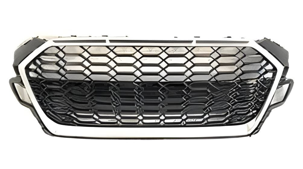 RS-style front grille (without logo, 2020-2025, black with chrome) for Audi A5 2016-2025 - image 1