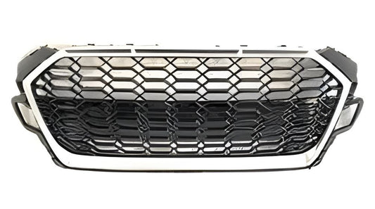 RS-style front grille (without logo, 2020-2025, black with chrome) for Audi A5 2016-2025 - image 1
