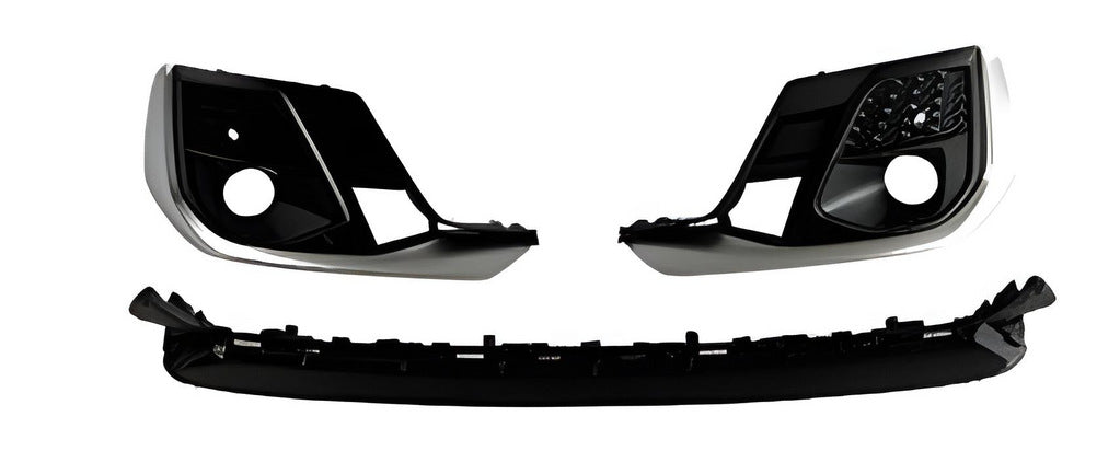 Fog light grilles with S-Style lower bumper grille (2022+, 2+1 pcs, Black) for Audi A8 2018- - image 1