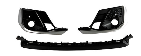 Fog light grilles with S-Style lower bumper grille (2022+, 2+1 pcs, Black) for Audi A8 2018- - image 1