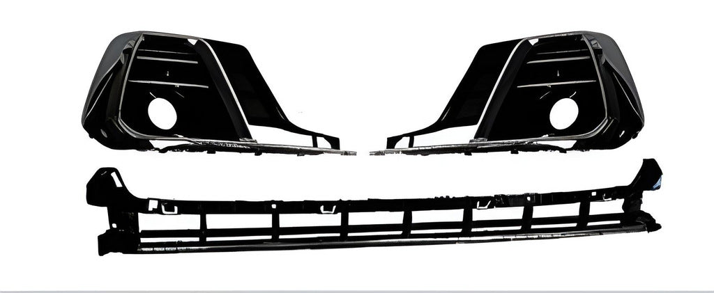 Fog light grilles with lower bumper grille S-Style Horch (2022+, 2+1 pcs, Black) for Audi A8 2018- - image 1