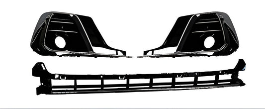 Fog light grilles with lower bumper grille S-Style Horch (2022+, 2+1 pcs, Black) for Audi A8 2018- - image 1