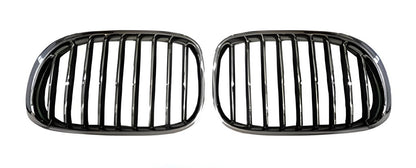 Kidney Grilles 1 Bar (Gloss Black with Chrome Trim) for BMW 7 Series F01/F02 2008-2015 - image 2