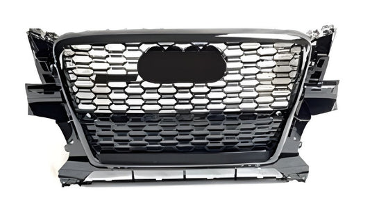 Front Grille RSQ-Style with Quattro Emblem (2008-2012, Black with Chrome) for Audi Q5 2008-2017 - image 1
