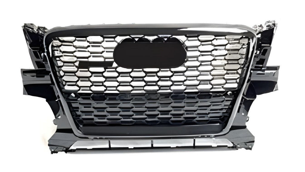 Front Grille RSQ-Style with Quattro Emblem (2008-2012, Black with Chrome) for Audi Q5 2008-2017 - image 1