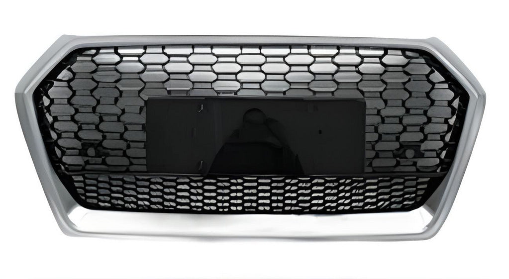 RSQ-Style front grille without logo (2017-2020, black with chrome) for Audi Q5 2017-2025 - image 1