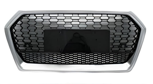 RSQ-Style front grille without logo (2017-2020, black with chrome) for Audi Q5 2017-2025 - image 1