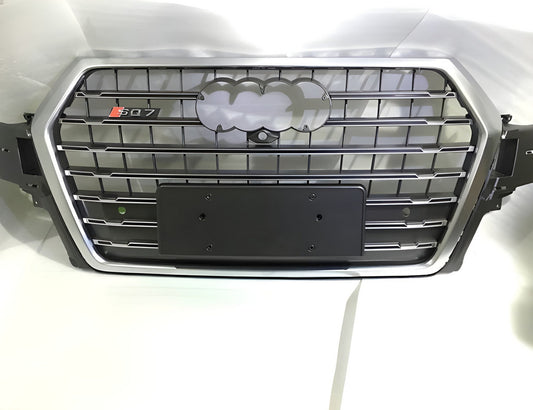 RSQ-Style V-2 Front Grille (2015-2019, Black) for Audi Q7 2015- - image 1