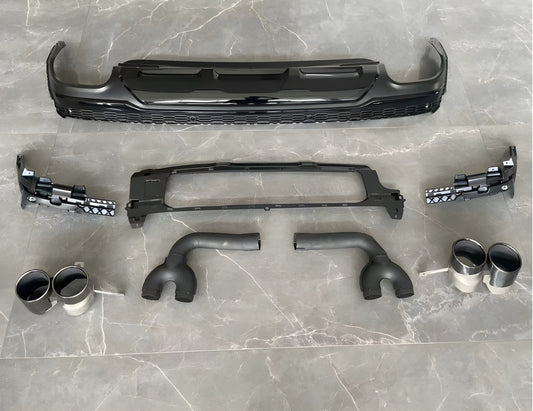 Rear diffuser with QRS-Style nozzles (2020+, Black) for Audi Q7 2015- - image 1