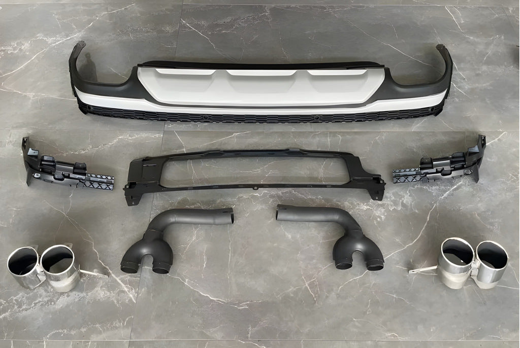 Rear diffuser with QRS-Style nozzles (2020+, Gray) for Audi Q7 2015- - image 1
