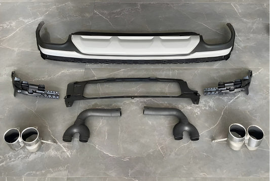 Rear Diffuser with Tips QRS-Style (2020+, Gray) for Audi Q7 2015- - image 1