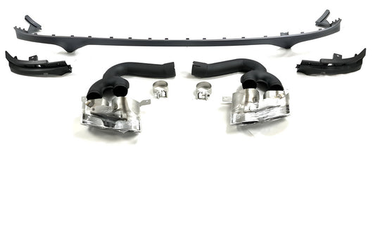 Rear Diffuser with Exhaust Tips QRS-Style (2018-2023, Black) for Audi Q8 2018- - image 1