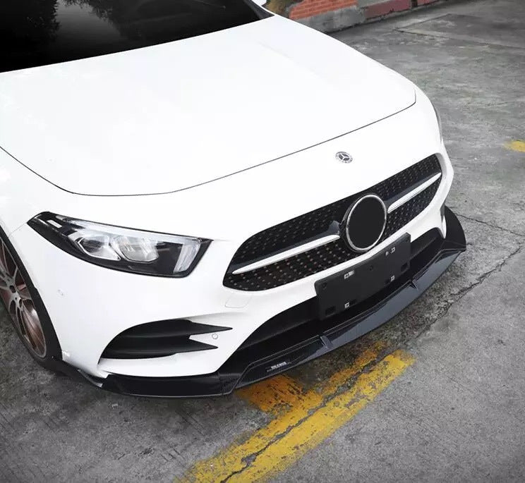 Front lip spoiler (for AMG-Line 2018-2021, Black) for Mercedes A-сlass W177 2018- - image 2