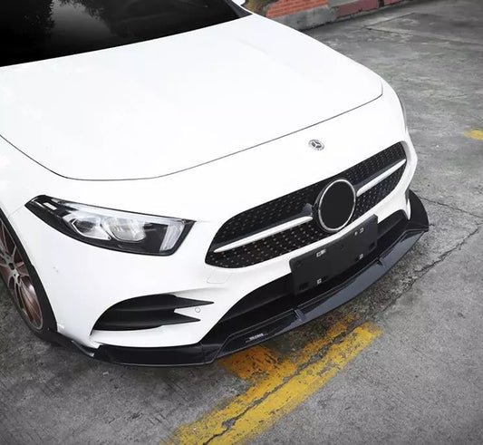 Front lip spoiler (for AMG-Line 2018-2021, Black) for Mercedes A-сlass W177 2018- - image 2