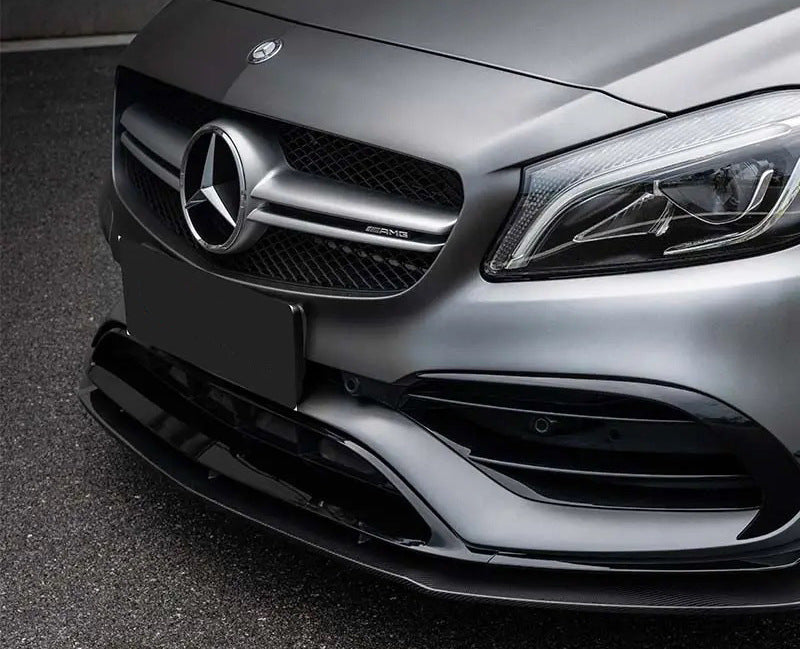 Front lip spoiler (for AMG-Line / A45 AMG HB 2016-2018, black) for Mercedes A-сlass W176 2012-2018 - image 2