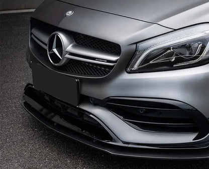 Front lip spoiler (for AMG-Line / A45 AMG HB 2016-2018, black) for Mercedes A-сlass W176 2012-2018 - image 2