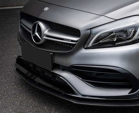 Front lip spoiler (for AMG-Line / A45 AMG HB 2016-2018, black) for Mercedes A-сlass W176 2012-2018 - image 2