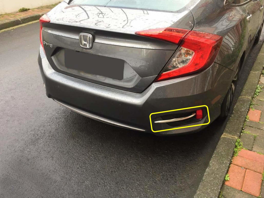 Rear fog light covers (2 pcs, stainless steel) for Honda Civic Sedan X 2016-2021 - image 4