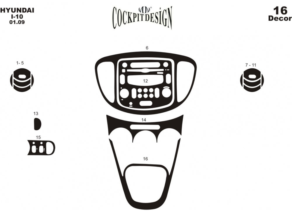 Dashboard Trim Covers for Hyundai I-10 2008-2013 - image 1