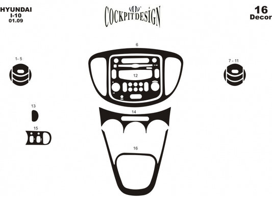 Dashboard Trim Covers for Hyundai I-10 2008-2013 - image 1