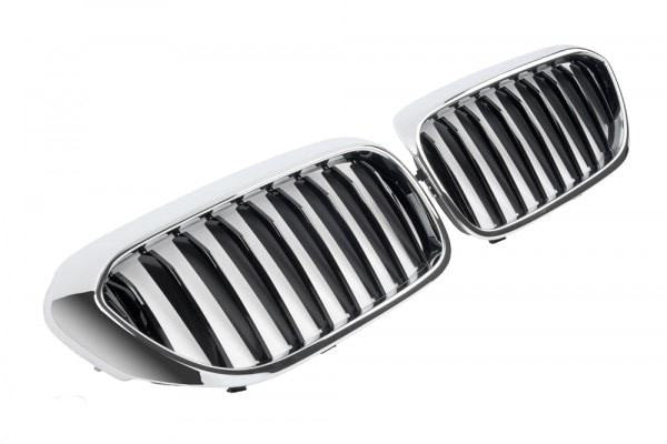 Kidney Grilles 1 Bar (2017-2020, Gloss Black with Chrome Trim) for BMW 5 Series G30/G31 2017-2023 - image 2
