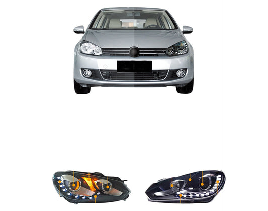 LED Headlights with DRL (2 pcs) for Volkswagen Golf 6 2008-2014 - image 1