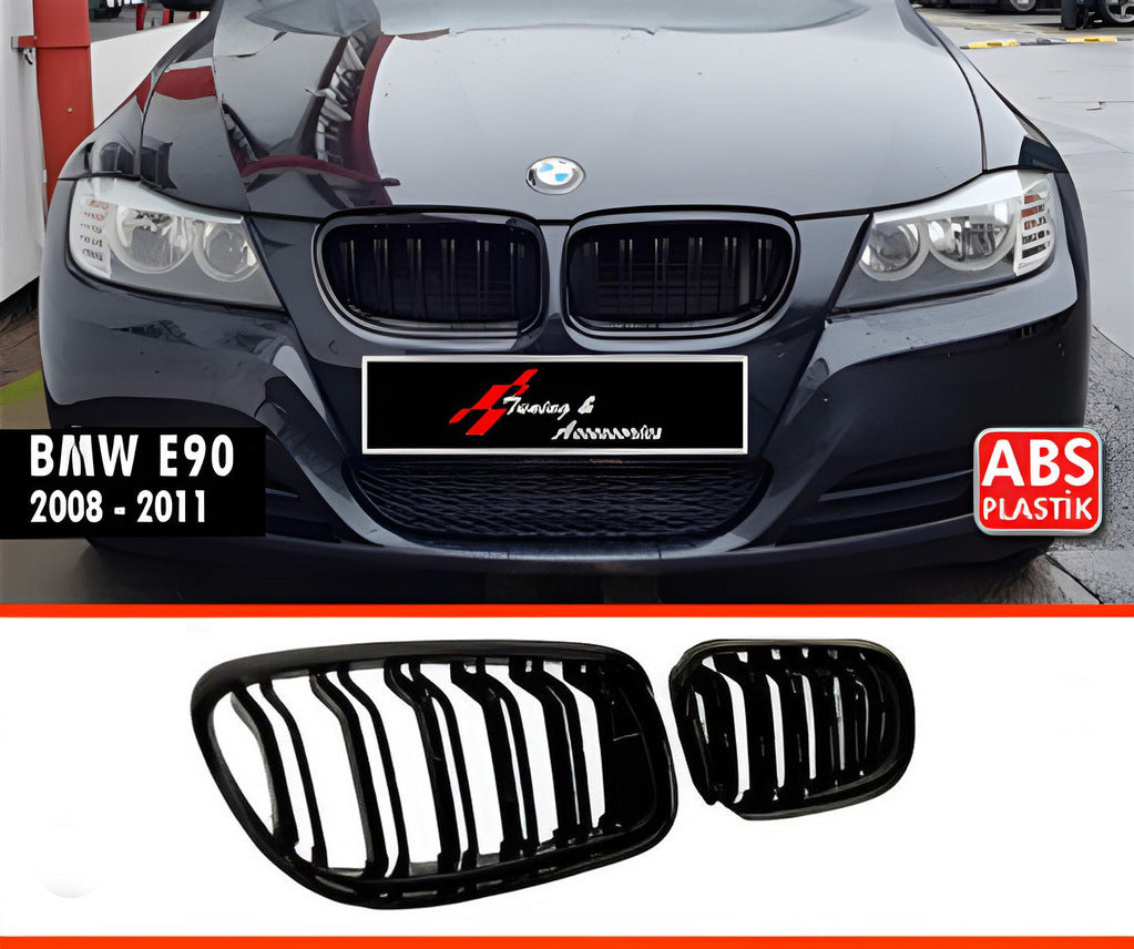 Kidney Grilles M-Look (for E-90/91, 2008-2011, Gloss Black) for BMW 3 Series E-90/91/92/93 2005-2011 - image 2