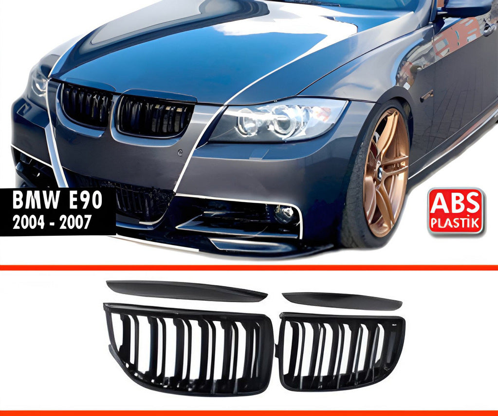 Kidney Grilles M-Look (for E-90/91, 2005-2008, Gloss Black) for BMW 3 Series E90/E91 2005-2011 - image 6