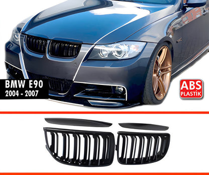 Kidney Grilles M-Look (for E-90/91, 2005-2008, Gloss Black) for BMW 3 Series E90/E91 2005-2011 - image 6