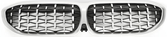 Diamond Silver Kidney Grilles (2018-2022, matte chrome trim) for BMW 3 Series G20/G21 2018- - image 2