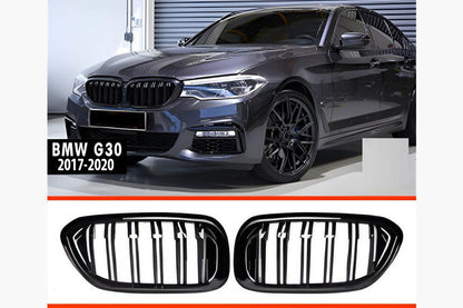Kidney Grilles M-Look (2017-2020, Gloss Black) for BMW 5 Series G30/31 2017-2023 - image 4