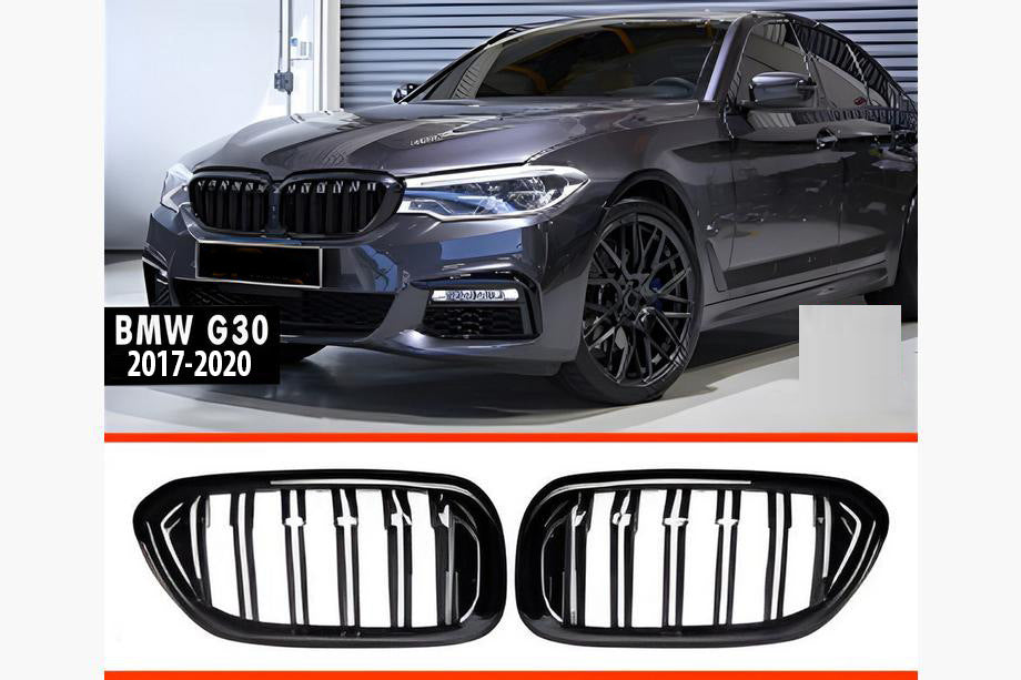 Kidney Grilles M-Look (2017-2020, Gloss Black) for BMW 5 Series G30/31 2017-2023 - image 4