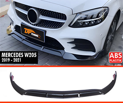 Front Lip Spoiler DPT (2019-2021, for AMG-Line only, Gloss Black) for Mercedes C-сlass W205 2014-2021 - image 2
