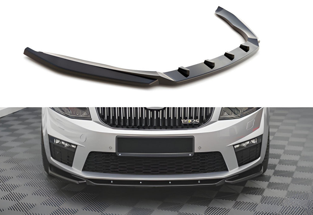 Front Lip DPT V-2 (for RS, 2013-2017, Gloss Black) for Skoda Octavia III A7 2013-2019 - image 1