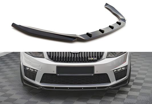 Front Lip DPT V-2 (for RS, 2013-2017, Gloss Black) for Skoda Octavia III A7 2013-2019 - image 1
